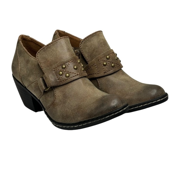 New 2 Lips Too Women Ankle Bootie Light Brown Burnished Toes Slip On & Zip 7.5 - Picture 6 of 14